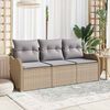 vidaXL Gartensofa-set mit Kissen 3 pcs Beige Poly-Rattan