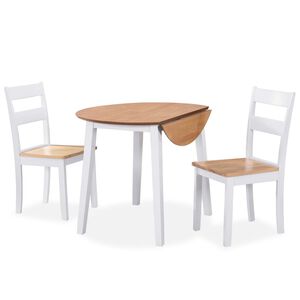 vidaXL Essgruppe 3-tlg. MDF und Gummibaumholz Wei&szlig;