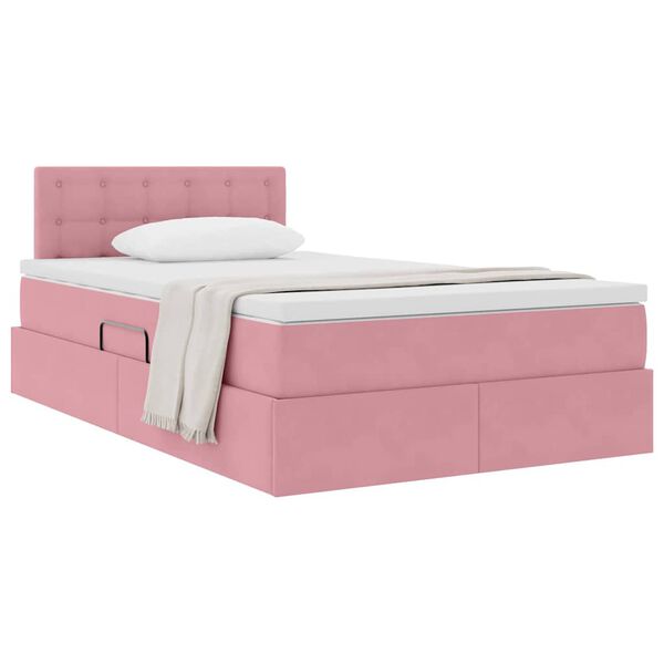 vidaXL Aufbewahrungsbett mit Matratze Rosa 120 x 200 cm Samt