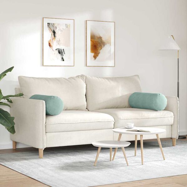vidaXL Bolsterkissen 2 St&uuml;ck Meergr&uuml;n &Oslash; 25 x 70 cm Cordstoff