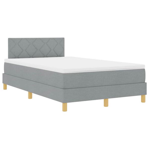 vidaXL LED Boxspringbett mit Matratze Hellgrau 120 x 200 cm Stoff