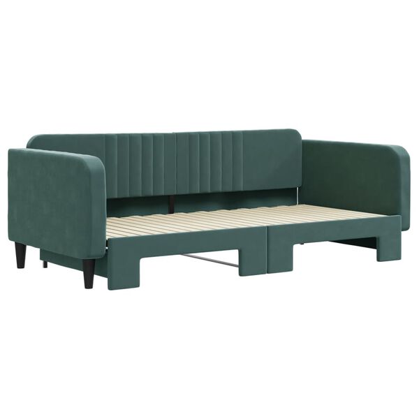 vidaXL Tagesbett Ausziehbar Dunkelgr&uuml;n 100x200 cm Samt