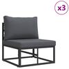 vidaXL Gartensofa-set mit Kissen 8 pcs Schwarz Aluminium