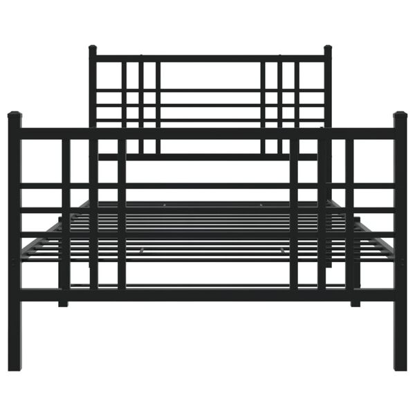 vidaXL Bettgestell mit Kopf- und Fu&szlig;teil Metall Schwarz 100x190 cm