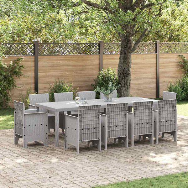 vidaXL Garten Essgruppe 11 pcs Hellgrau Polypropylen