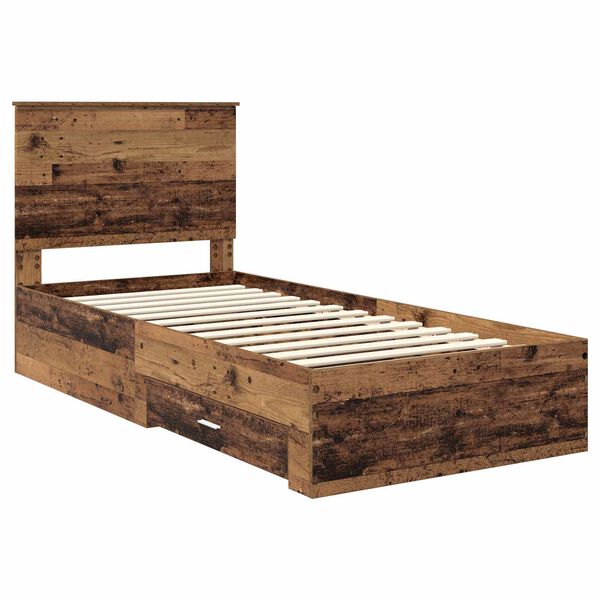 vidaXL Bettrahmen mit Kopfteil Altholz 90 x 190 cm Holzwerkstoff