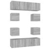 vidaXL 8-tlg. TV-Schrank-Set Grau Sonoma Holzwerkstoff