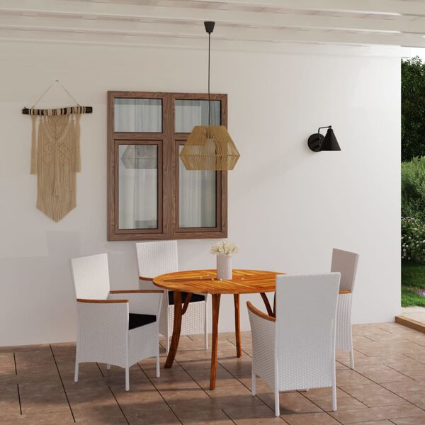 vidaXL 5-tlg. Garten-Essgruppe Wei&szlig;
