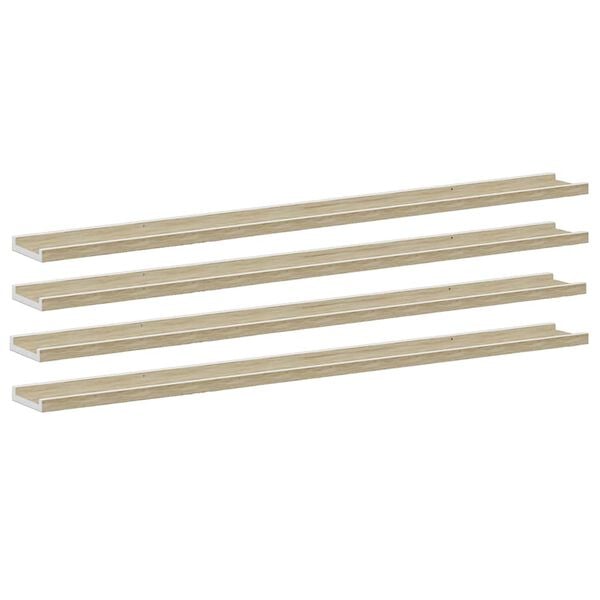vidaXL Wandregale 4 Stk. Wei&szlig; und Sonoma-Eiche 115x9x3 cm