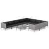 vidaXL 11-tlg. Garten-Lounge-Set mit Kissen Poly Rattan Dunkelgrau