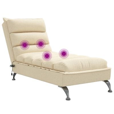 vidaXL Massage-Chaiselongue mit Kissen Creme Stoff