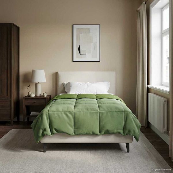 vidaXL Winterbettdecke Gepolstert Gr&uuml;n 155 x 220 cm Mikrofaser