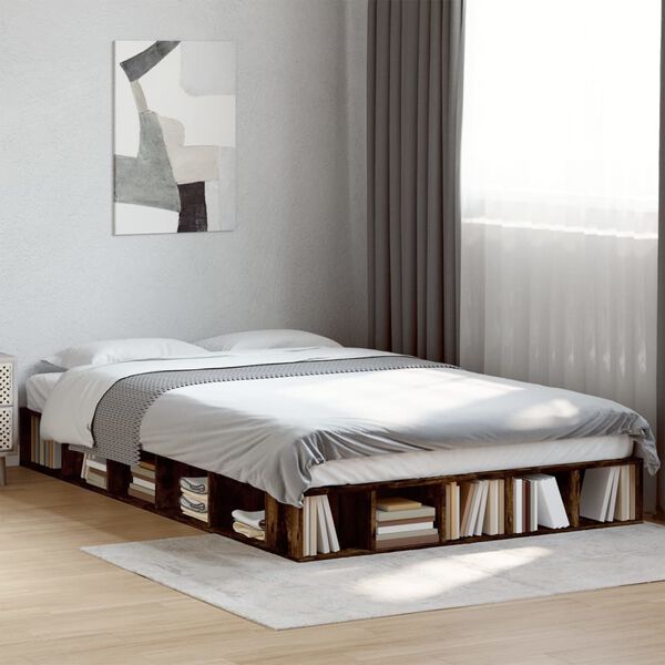 vidaXL Bettgestell R&auml;uchereiche 135x190 cm Holzwerkstoff
