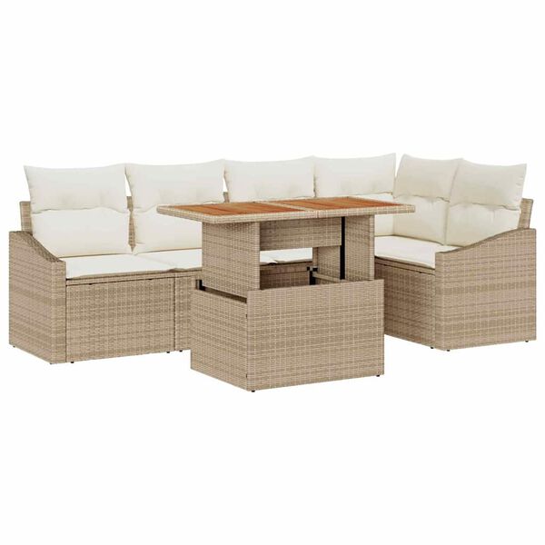 vidaXL Garten Essgruppe mit Kissen Beige und Creme 100 x 55 x 73 cm