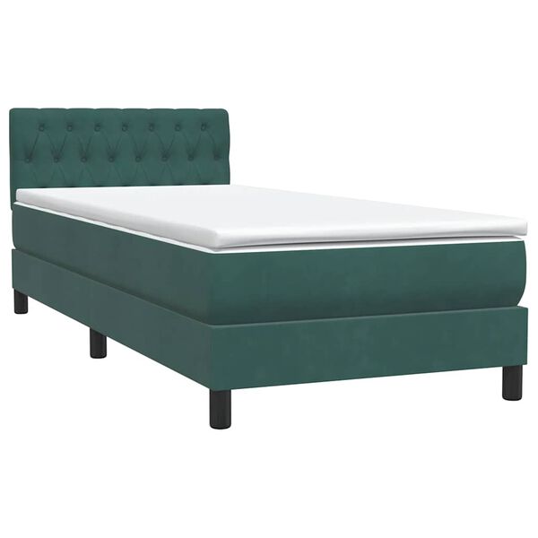 vidaXL Boxspringbett mit Matratze Dunkelgr&uuml;n 80x220 cm Samt