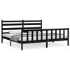 vidaXL Massivholzbett mit Kopfteil Schwarz 200x200 cm