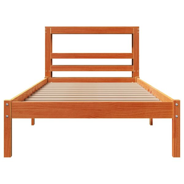 vidaXL Bettgestell mit Kopfteil ohne Matratze Wachsbraun 90x200 cm