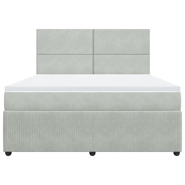 vidaXL Boxspringbett mit Matratze Hellgrau 180x200 cm Samt
