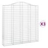 vidaXL Gabionen mit Hochbogen 3 Stk. 200x30x200/220cm Verzinktes Eisen