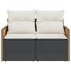 vidaXL Gartensofa mit Kissen 2-Sitzer Schwarz Poly Rattan