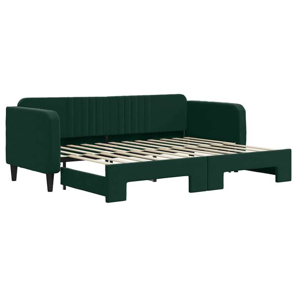 vidaXL Tagesbett Ausziehbar Dunkelgr&uuml;n 80x200 cm Samt