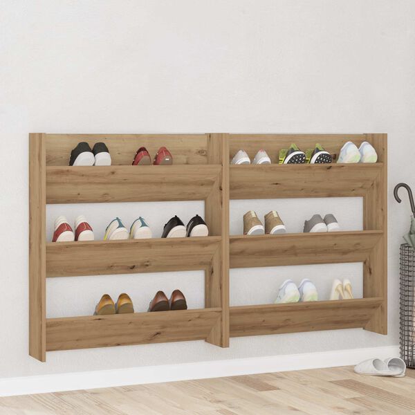vidaXL Schuhschrank 2 pcs Artisan-Eiche 85 x 18 x 90 cm Holzwerkstoff