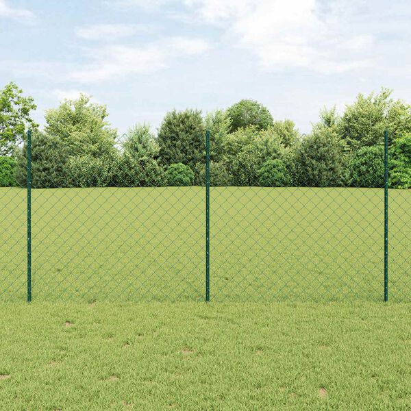 vidaXL Zaun und Pfosten Gr&uuml;n 1,2 x 25 m Stahl