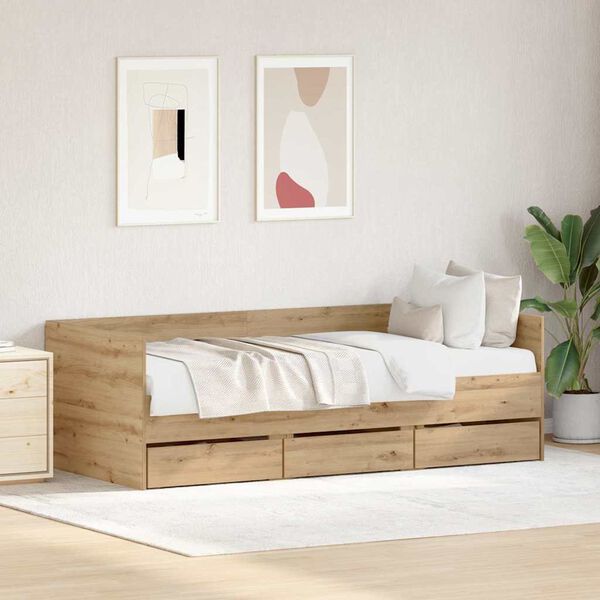 vidaXL Tagesbett mit Kopfteil Artisan-Eiche 90 x 200 cm Holzwerkstoff