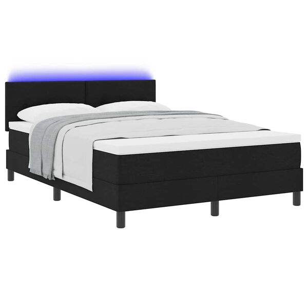 vidaXL Boxspringbett mit Matratze mit LED Schwarz 140 x 200 cm Stoff