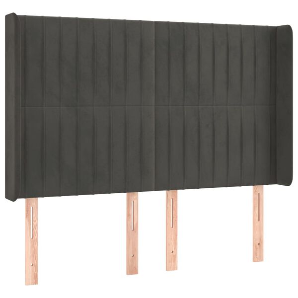 vidaXL LED Kopfteil Dunkelgrau 147x16x118/128 cm Samt