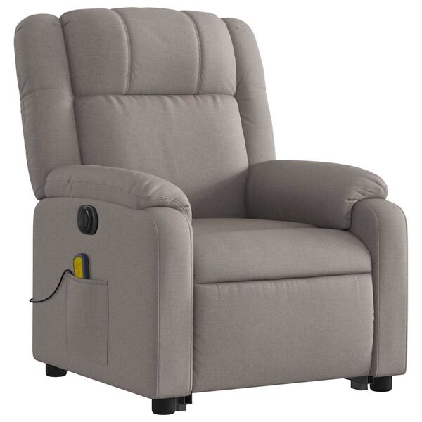 vidaXL Elektrischer Massagesessel mit Aufstehhilfe Taupe Stoff