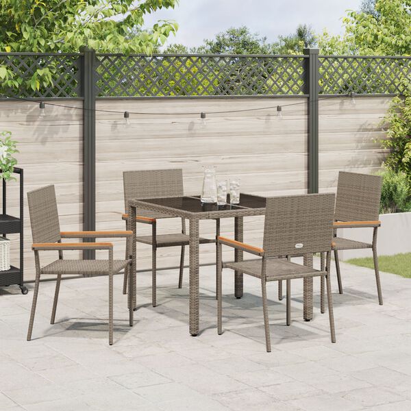 vidaXL Garten Essgruppe 5 pcs Grau Poly-Rattan