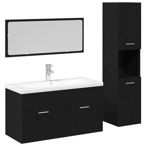vidaXL Badezimmerm&ouml;bel-Set 4 pcs Schwarz Eichen-Optik Holzwerkstoff