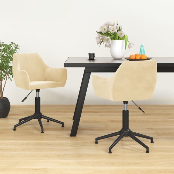 vidaXL Esszimmerst&uuml;hle 2 Stk. Drehbar Creme Samt
