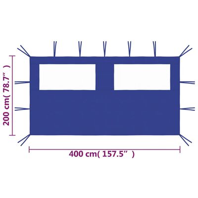 vidaXL Pavillon-Seitenwand mit Fenstern 4x2 m Blau