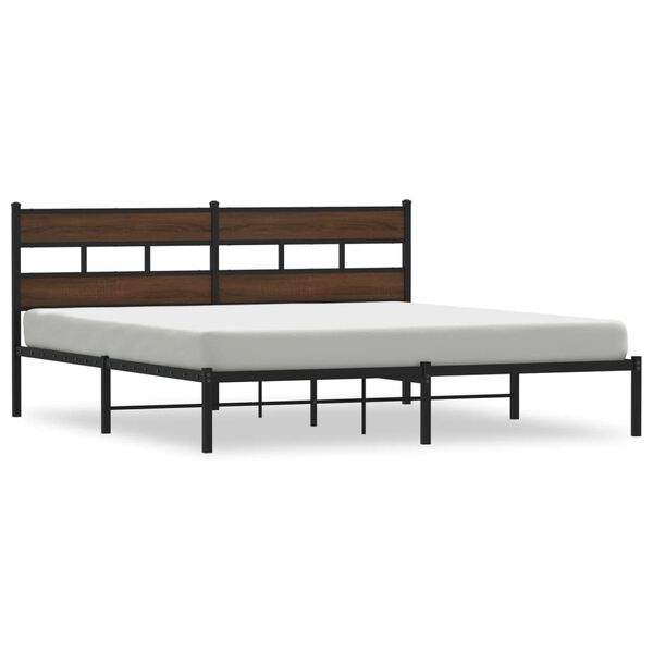 vidaXL Bettgestell ohne Matratze mit Kopfteil Braun Eiche 200x200 cm