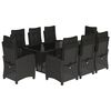 vidaXL 9-tlg. Garten-Essgruppe mit Kissen Schwarz Poly Rattan