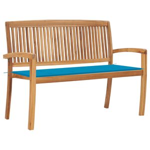 vidaXL Stapelbare Gartenbank mit Auflage 128,5 cm Massivholz Teak
