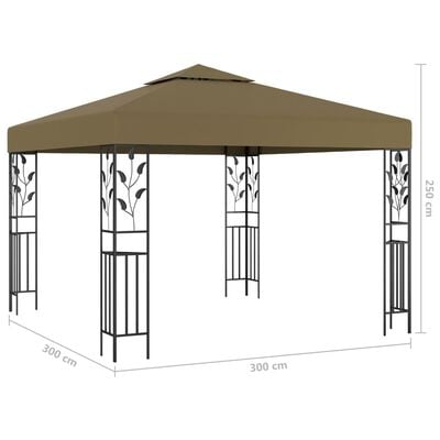 vidaXL Pavillon mit LED-Lichterkette 3x3 m Taupe