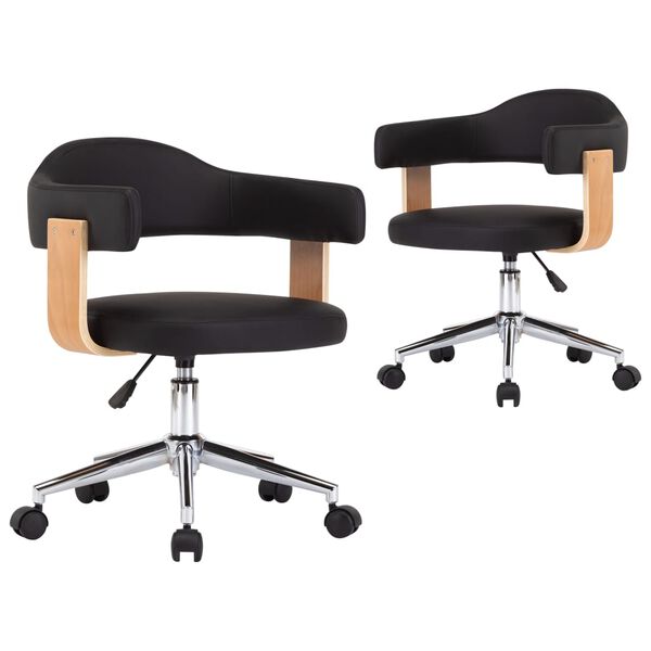 vidaXL Esszimmerst&uuml;hle 2 Stk. Drehbar Schwarz Kunstleder