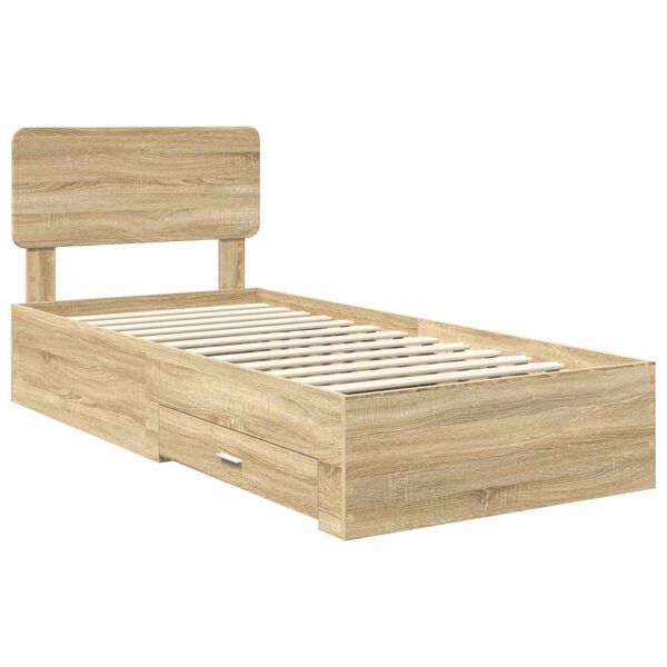 vidaXL Bettrahmen mit Kopfteil Sonoma-Eiche 90 x 190 cm Holzwerkstoff