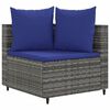 vidaXL 9-tlg. Garten-Sofagarnitur mit Kissen Grau Poly Rattan