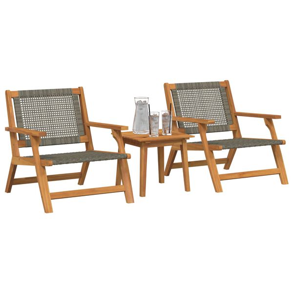 vidaXL Gartenstühle mit Tisch 3 pcs Grau Massivholz Akazie