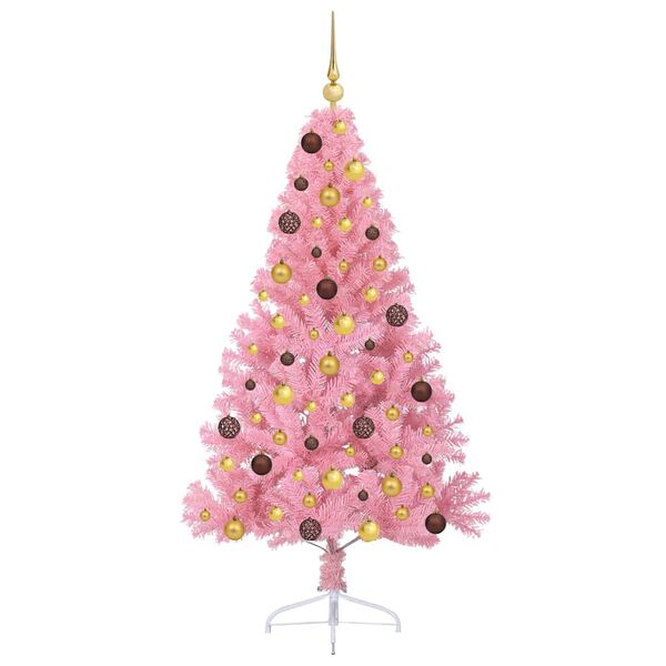vidaXL K&uuml;nstlicher vorbeleuchteter Weihnachtsbaum Rosa 180 cm PVC