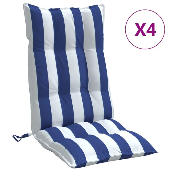 vidaXL Hochlehner-Auflagen 4 Stk. Blau & Wei&szlig; Gestreift Oxford-Gewebe