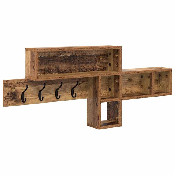 vidaXL Wandmontierter nachttisch mit Regal Altholz 100 x 12 x 43,5 cm