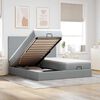 vidaXL Ottoman-Bett mit Matratzen & LEDs Hellgrau 200x200 cm Stoff