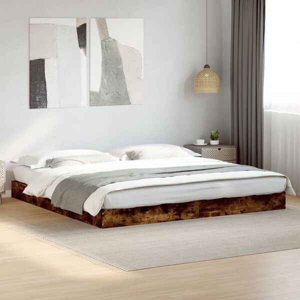 vidaXL Bettgestell ohne Matratze R&auml;uchereiche 200x200 cm Holzwerkstoff