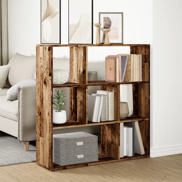 vidaXL Raumteiler-B&uuml;cherregal Altholz-Optik 102x29x103,5 cm