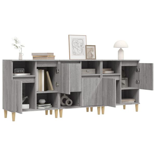 vidaXL Sideboards 3 Stk. Grau Sonoma 60x35x70 cm Holzwerkstoff